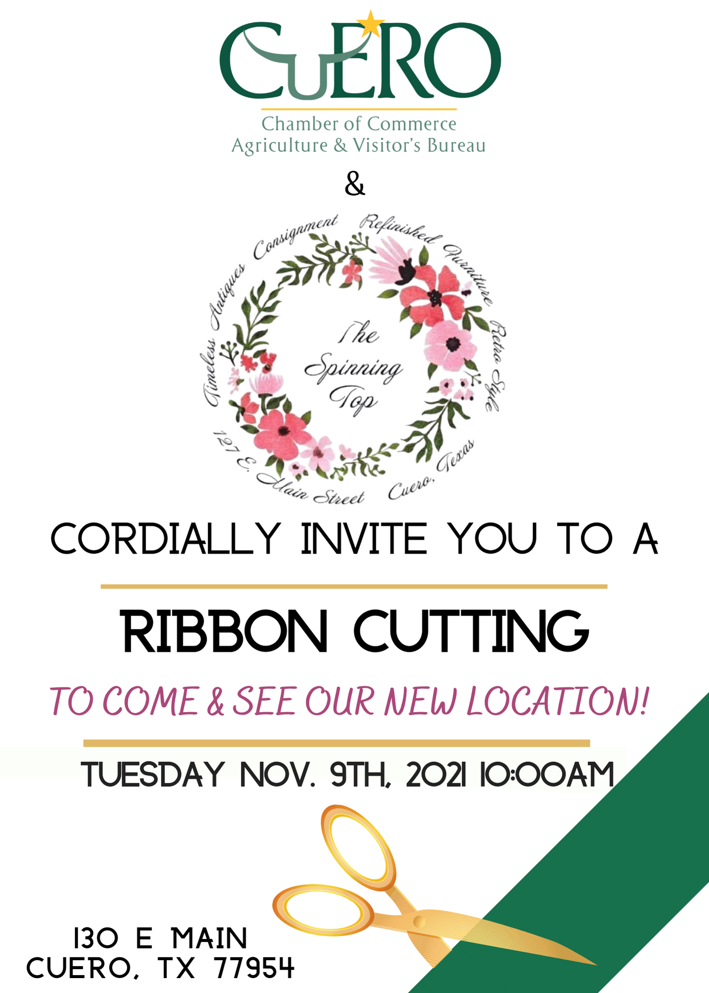 The Spinning Top New Location Ribbon Cutting Cuero Chamber of Commerce